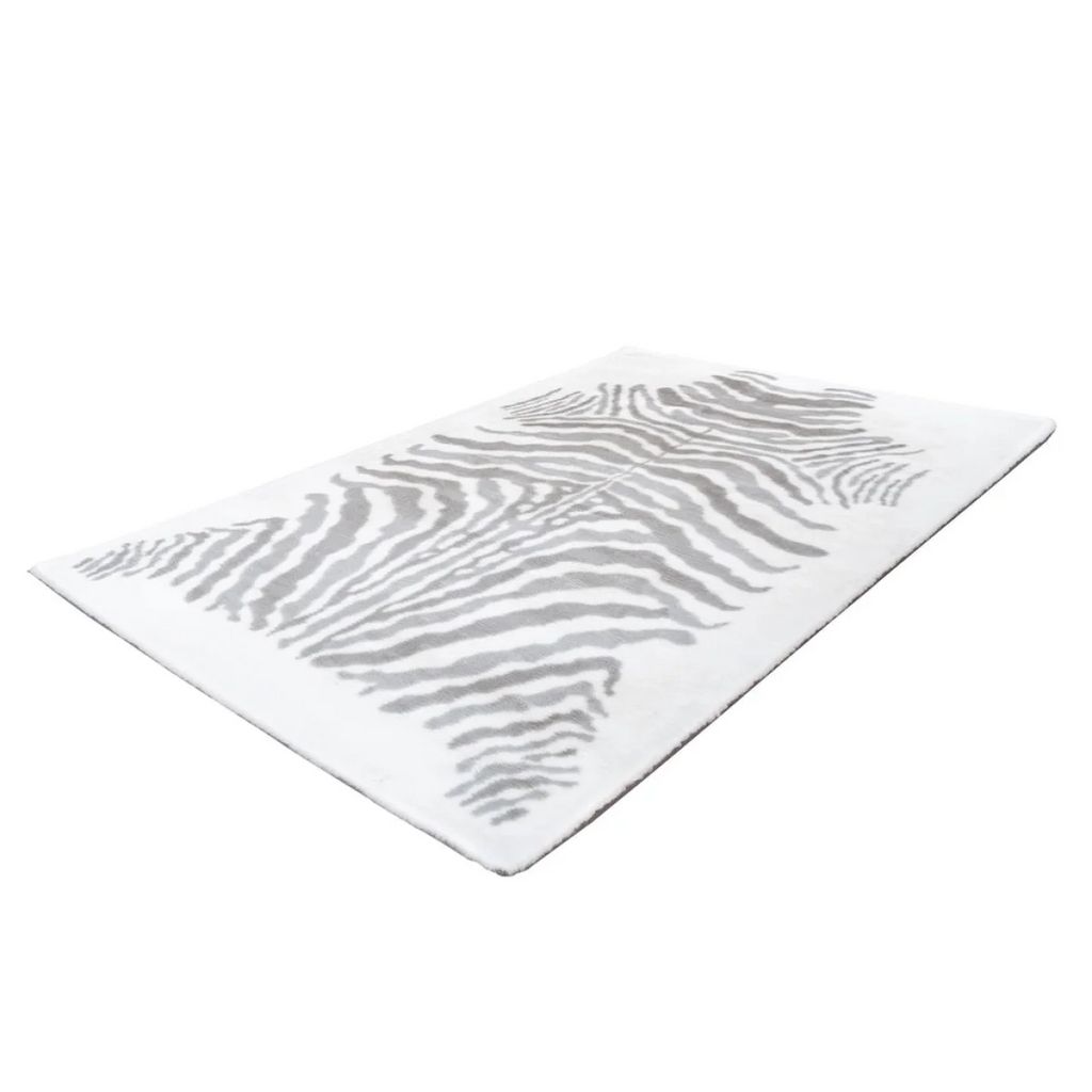 Tapis rectangulaire à rayures zèbre grises pour le produit Rabbit Animal 400 Grau / Weiß 160cm x 230cm