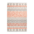 Tapis rectangulaire Ethnie 100 Grau / Apricot avec motif tribal gris, blanc et corail
