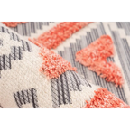 Tissu tissé avec motif géométrique texturé en gris, crème et corail pour Ethnie 100 Grau / Apricot 200cm x 290cm