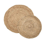 Deux sets de dessous de plat ronds en fibres naturelles style bohème 200x200 cm