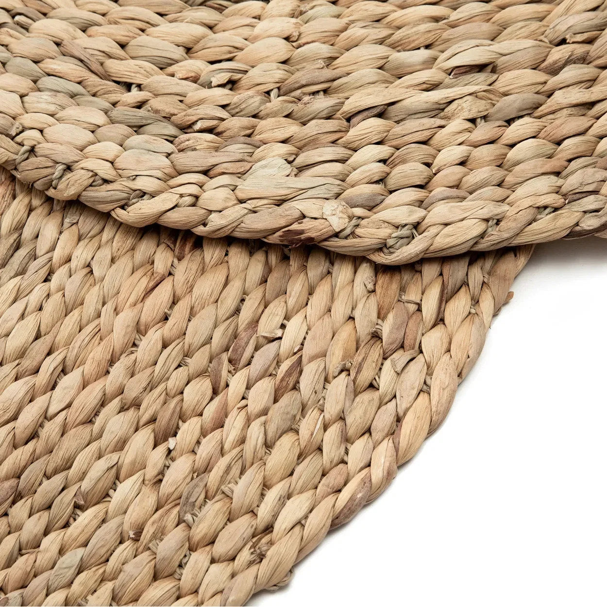 Tapis en jacinthe d’eau naturel 200x200 cm style bohème avec tapis tressé en fibres naturelles