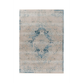 Tapis rectangulaire oriental bleu à effet vieilli avec motif central en tissu 120x170 cm