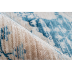 Tapis oriental rectangulaire à médaillon crème et bleu en velours ras 120x170 cm