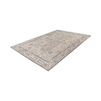 Tapis oriental rectangulaire en coton beige avec motif floral patiné et détaillé