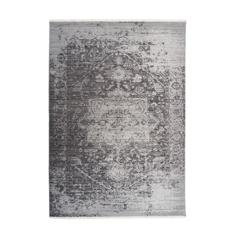 Tapis oriental rectangulaire gris effet vieilli doux