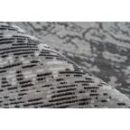 Tapis oriental rectangulaire gris effet vieilli doux roulé avec motif gris et noir