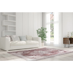 Tapis oriental rectangulaire vintage effet vieilli en bordeaux et beige 160x230 cm
