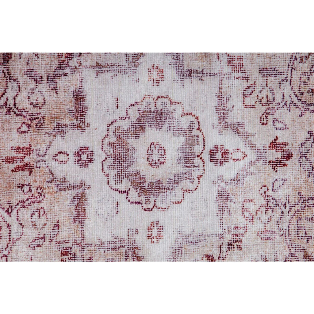 Tapis oriental rectangulaire vintage effet vieilli blanc rouge beige 160x230 cm