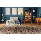 Tapis rectangulaire à motifs persans vieillis noir terracotta 200x290 cm