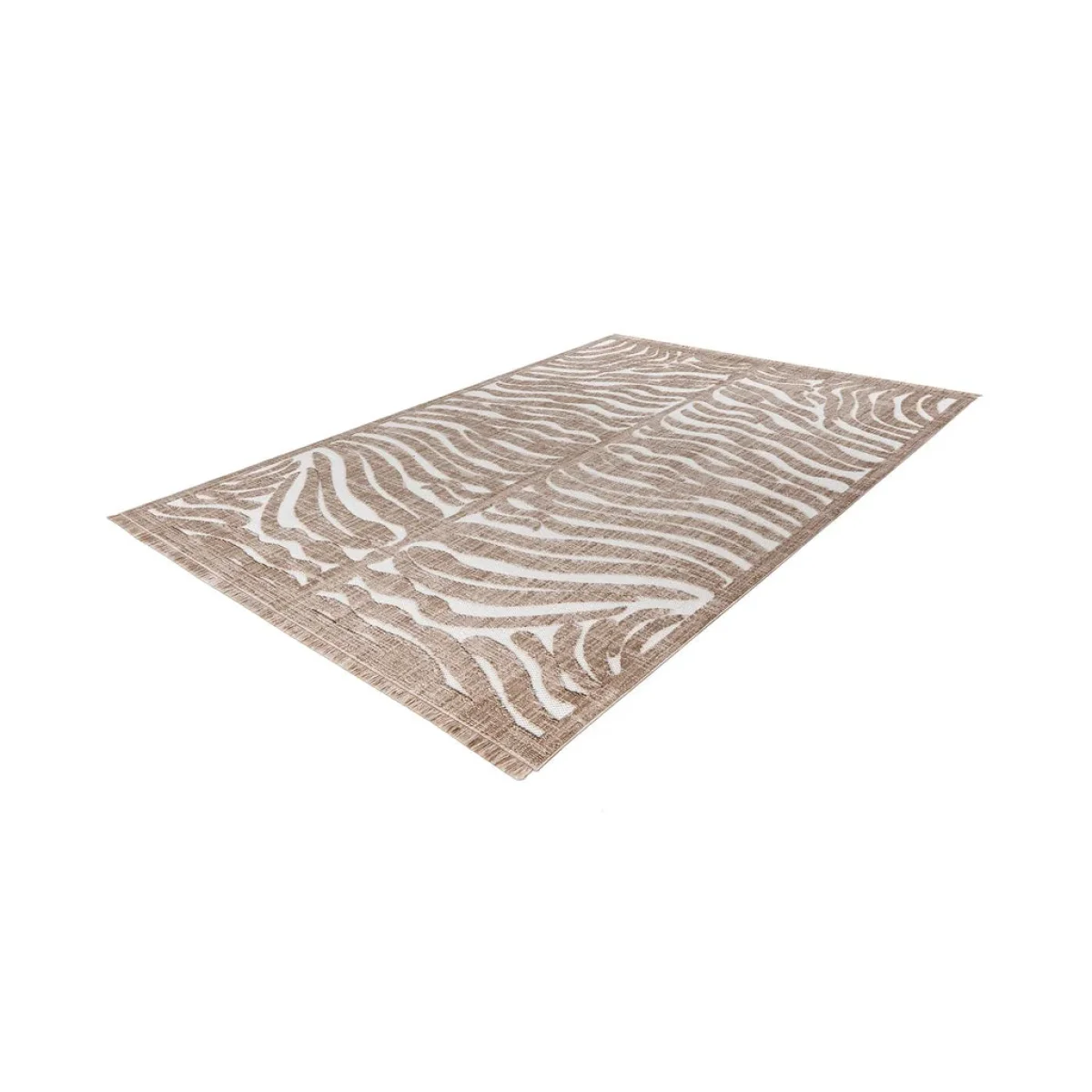 Tapis zébré beige et blanc en tissu texturé rectangulaire 120x170 cm