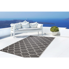 Tapis rectangulaire gris à motif marocain tissé 80x230 cm extérieur