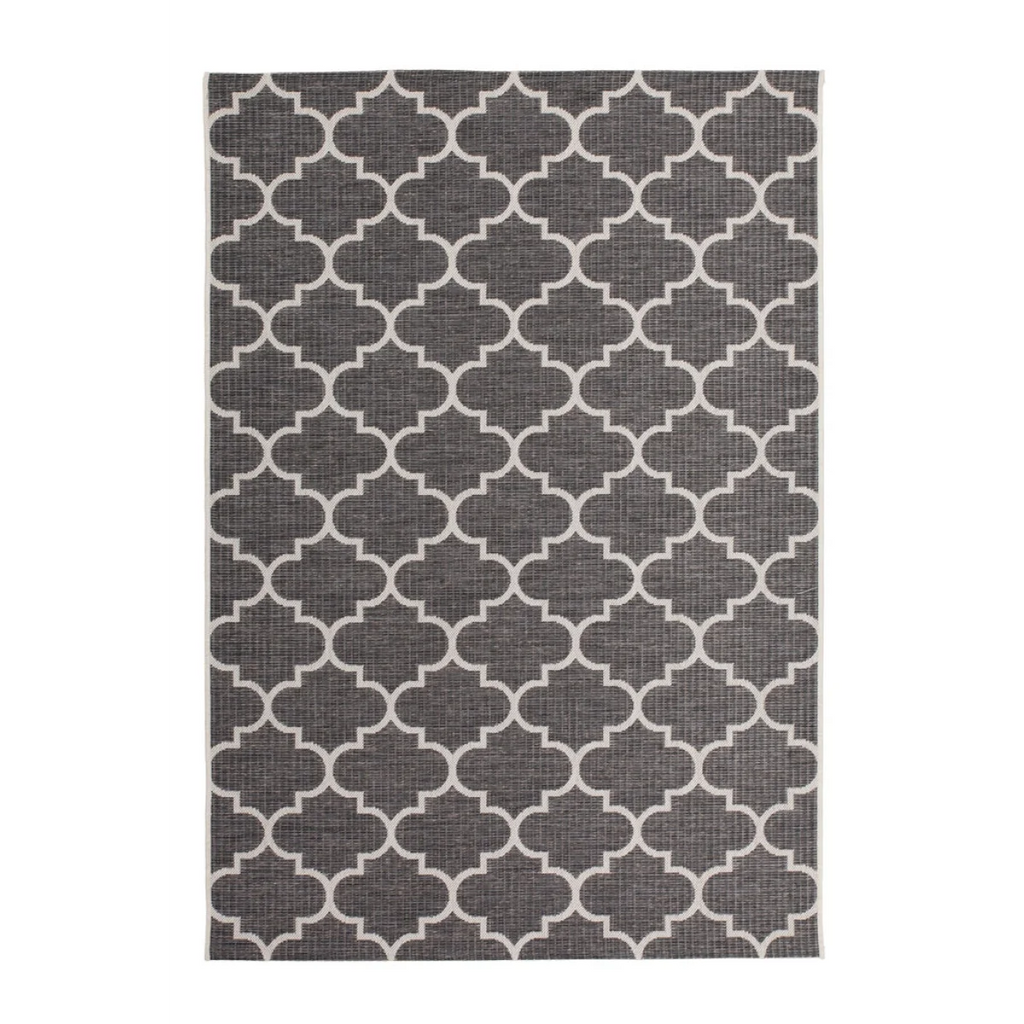 Tapis rectangulaire gris avec motif marocain blanc 80x230 cm