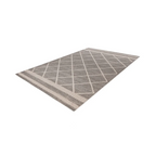 Tapis rectangulaire Rhombus 200 Braun / Beige avec motif diamant géométrique et bordures rayées