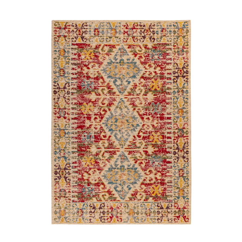 Tapis rectangulaire kilim multicolore à motifs tribaux