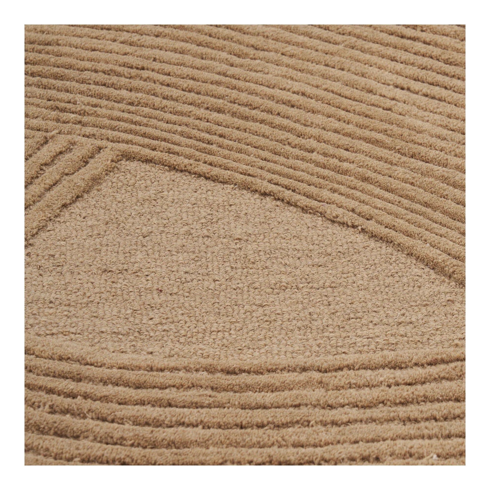 Tapis de bain beige texturé à motifs ondulés en relief, 160x230 cm