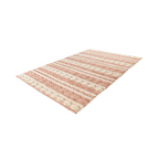 Tapis rectangulaire en laine rose et crème à motif géométrique