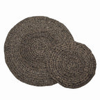 Tapis rond en herbe marine et raphia noir naturel Ø200 cm