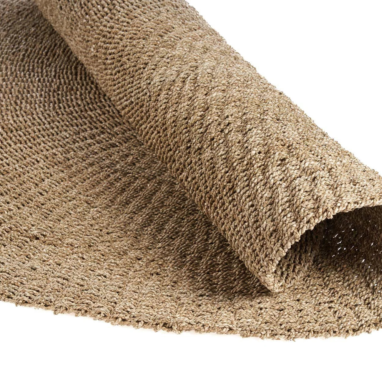 Tapis rond en sisal tressé motif spiralé beige naturel – Ø200 cm