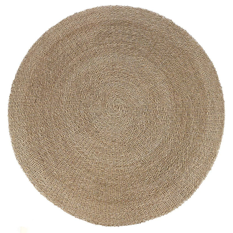 Tapis rond en sisal tressé motif spiralé beige naturel – Ø200 cm