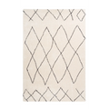 Tapis shaggy écru avec motifs losanges noirs en polyester pour salon ou chambre
