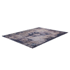 Tapis vintage rectangulaire à médaillon bleu et fond patiné avec motif abstrait distressed