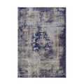 Tapis vintage rectangulaire à médaillon bleu et fond patiné, tapis oriental usé