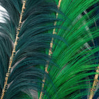 Tige déco plume verte émeraude sur tige bambou H190 cm