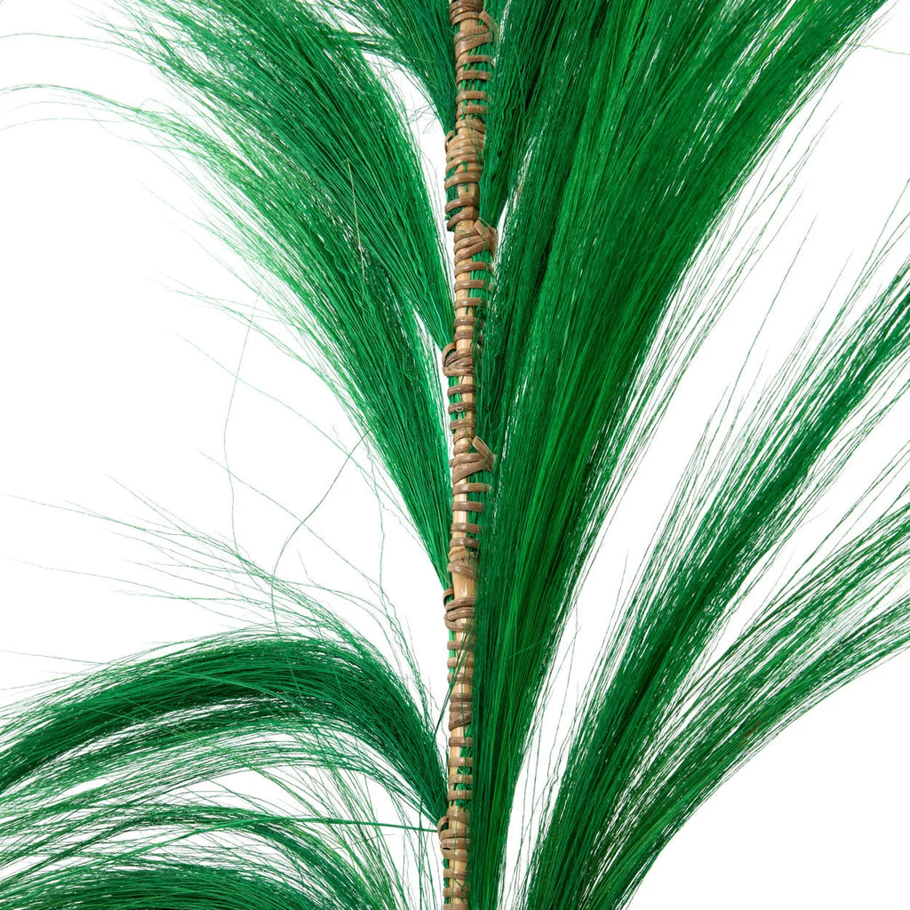Tige déco plume verte émeraude sur tige aspect bambou H190 cm