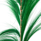 Tige déco plume verte émeraude sur tige aspect bambou H190 cm