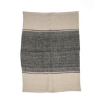 Torchon de cuisine en lin bicolore noir et beige 50x70 cm texturé