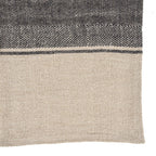 Torchon de cuisine en lin bicolore noir et beige, 50x70 cm