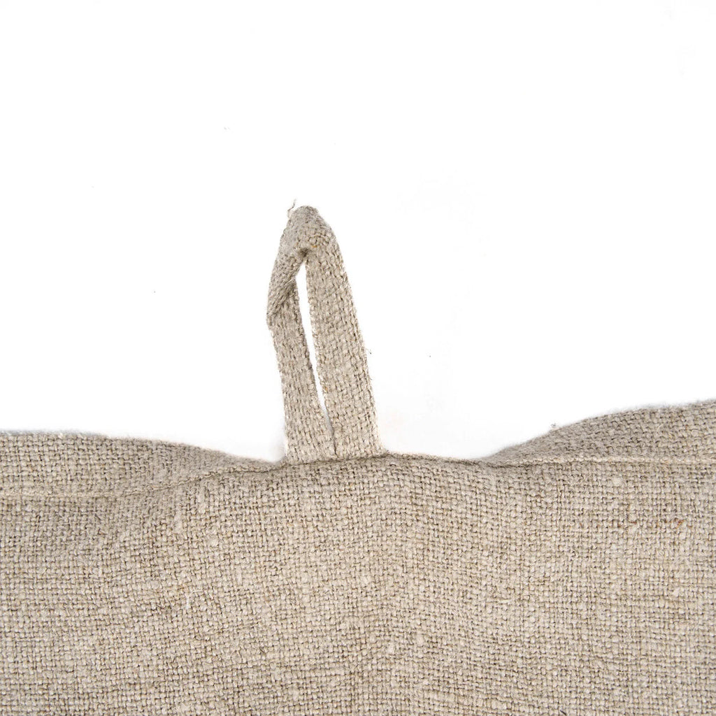 Torchon en lin naturel beige à motif poisson écru texturé