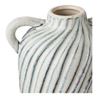 Vase amphore en céramique texturée blanc cassé bleu-gris, H22 cm