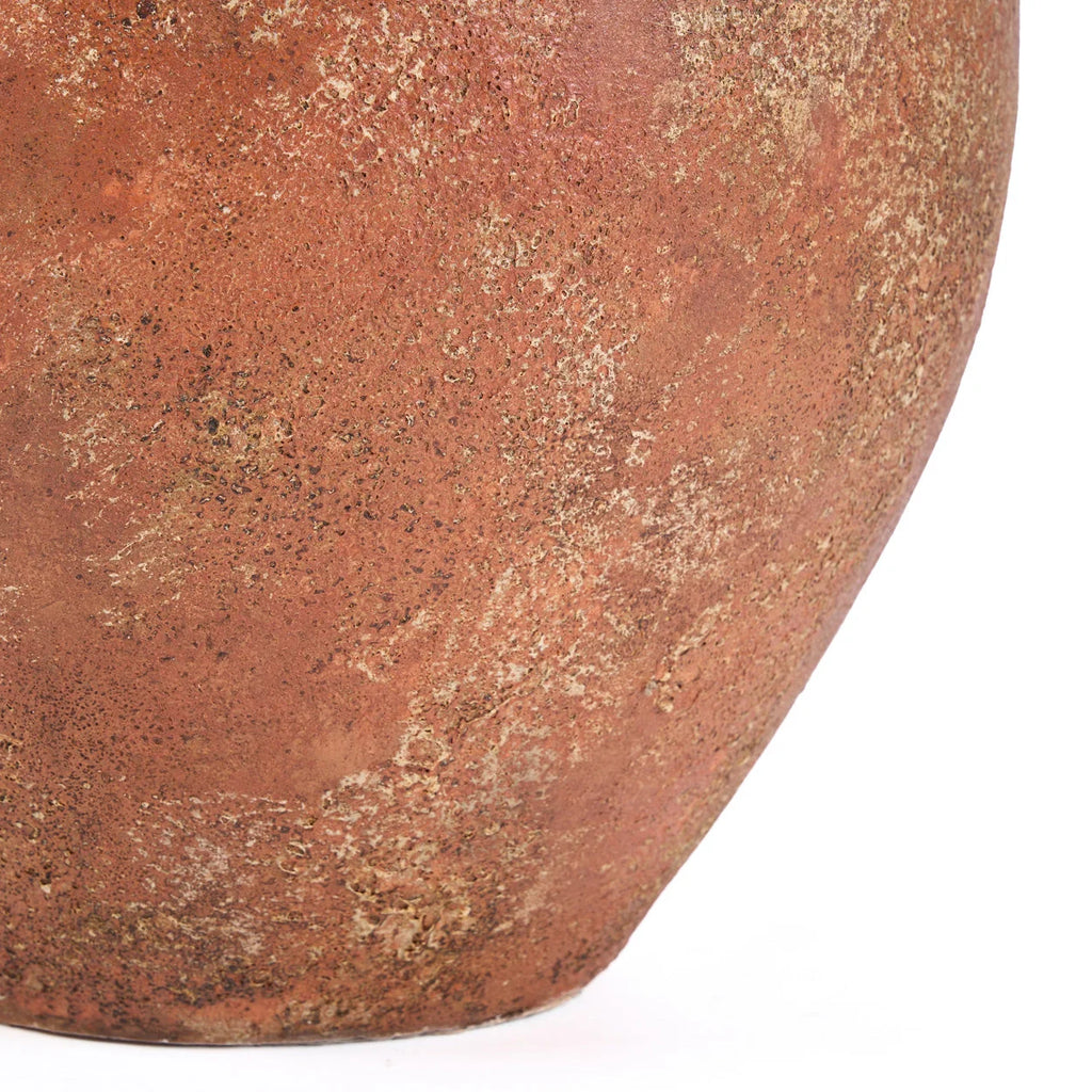 Vase amphore en terre cuite terracotta patinée rouille H50 cm XL texturé patiné