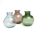 Vase arrondi en verre recyclé beige transparent fumé – H31 cm