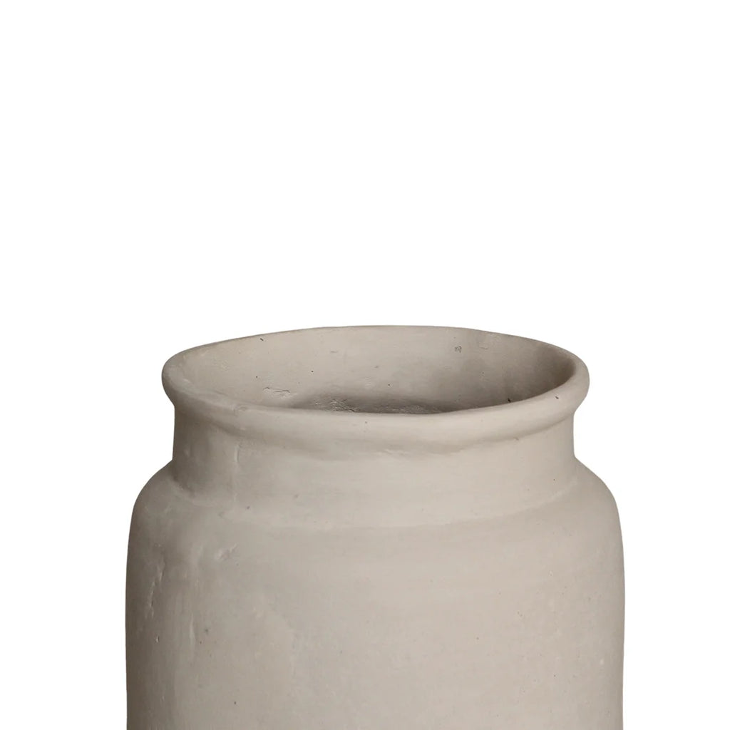 Vase artisanal blanc cassé texture mate H31 cm, céramique blanche mate texturée
