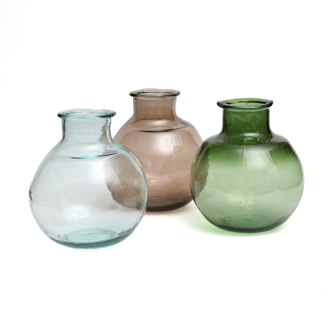 Vase bulle en verre recyclé transparent bleu – H31 cm