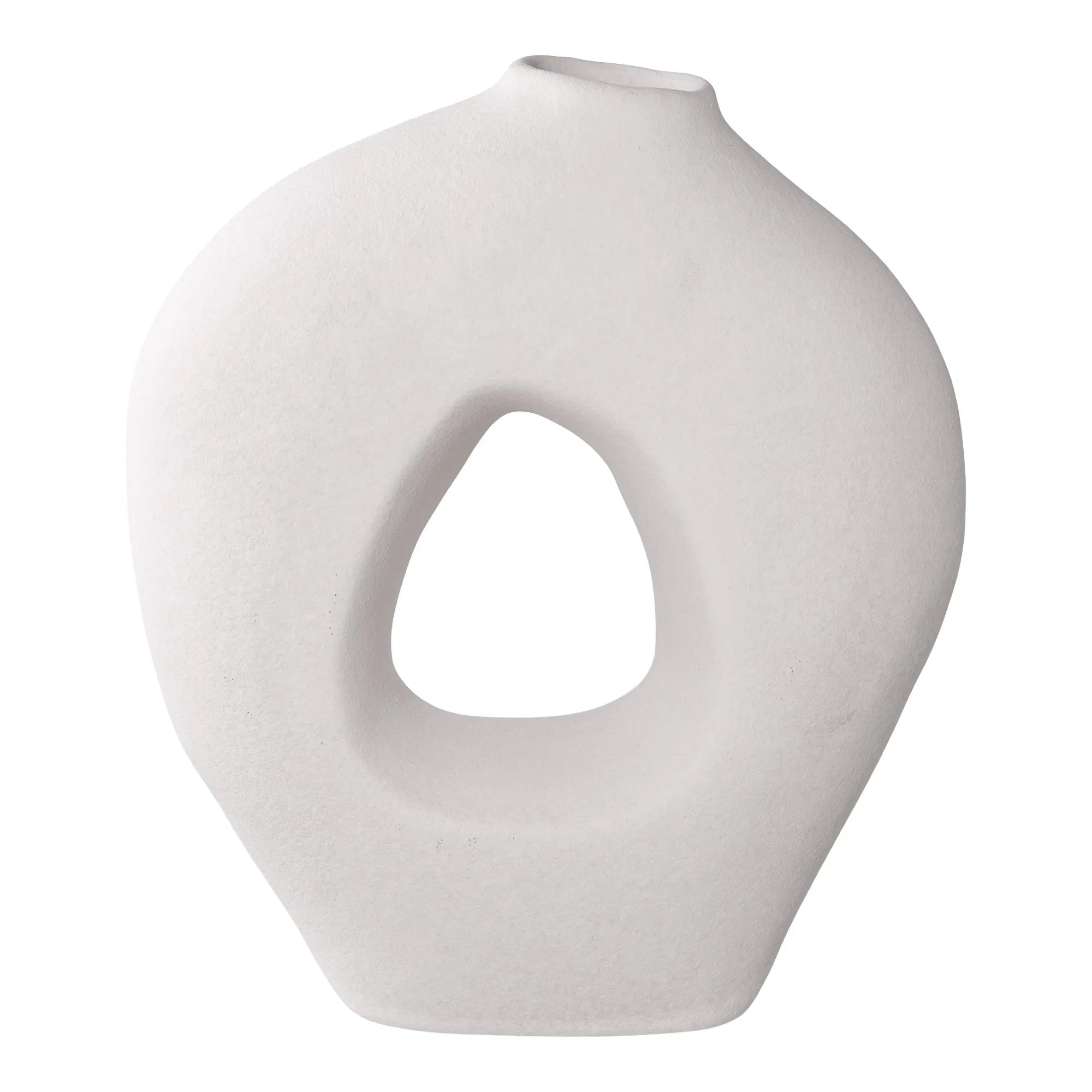 Vase en céramique blanc 28 cm minimaliste mat asymétrique