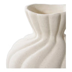 Vase en céramique blanc crème mat texturé strié, set de 2