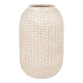Vase en céramique texturée écru à col étroit, H25 cm