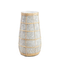 Vase conique en terre cuite et rotin béton naturel – H26 cm