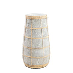 Vase conique en terre cuite et rotin béton naturel – H26 cm