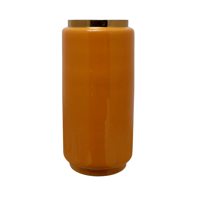 Vase décoratif ambré col doré – H30 cm