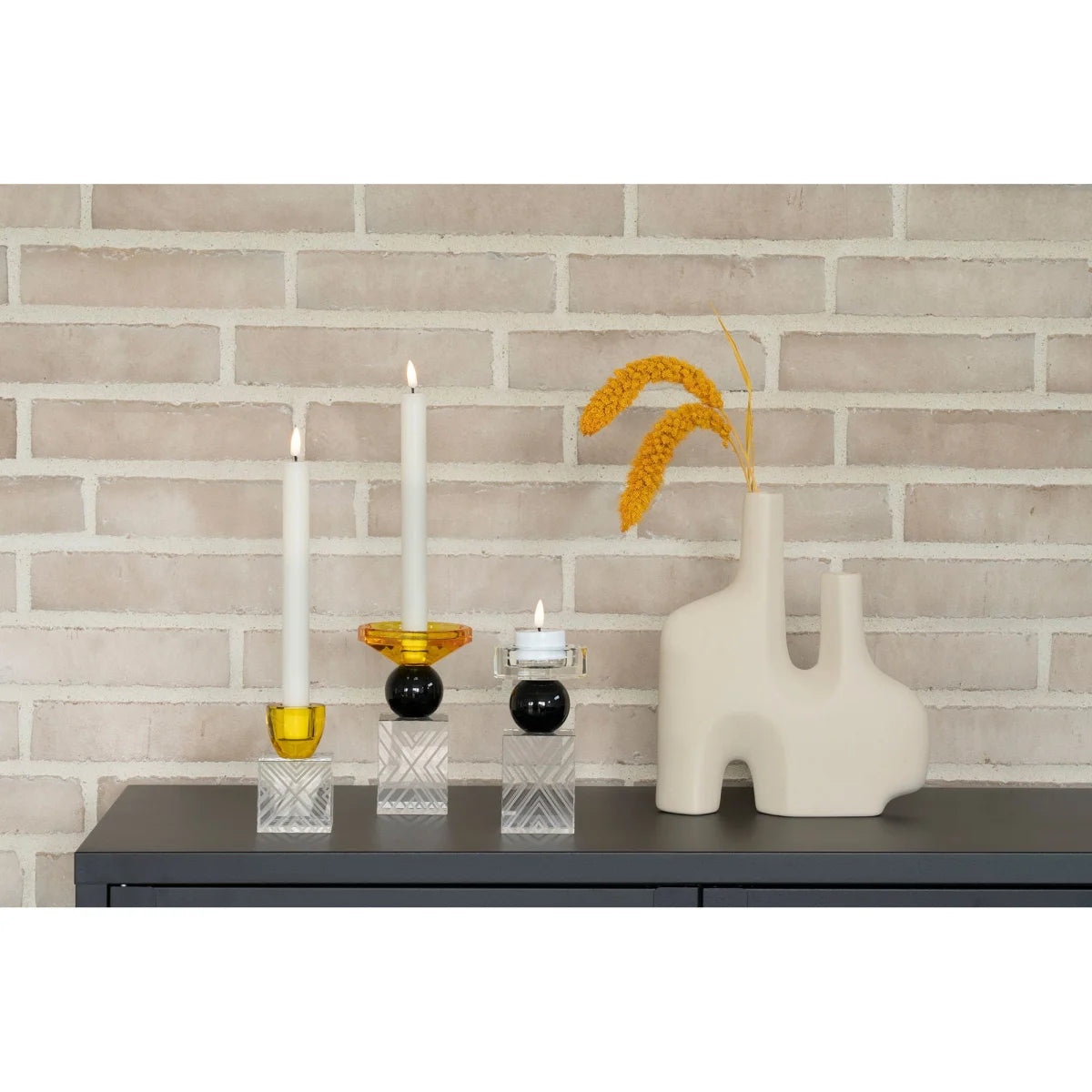 Vase décoratif en céramique mate beige à forme éléphant, H27 cm