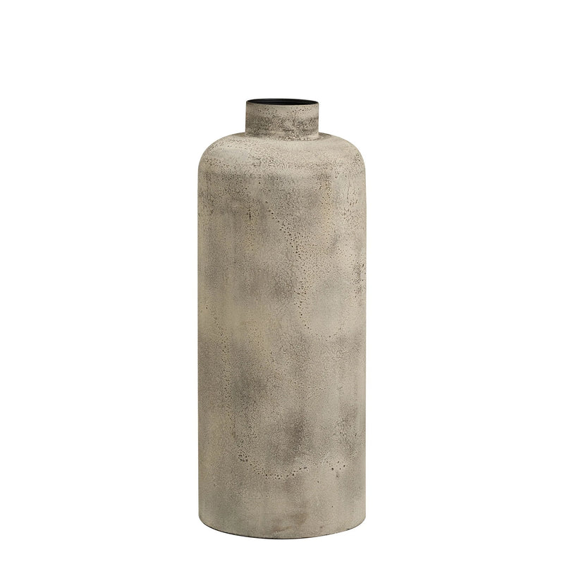 Vase décoratif effet béton mat beige greige en métal – H60,5 cm