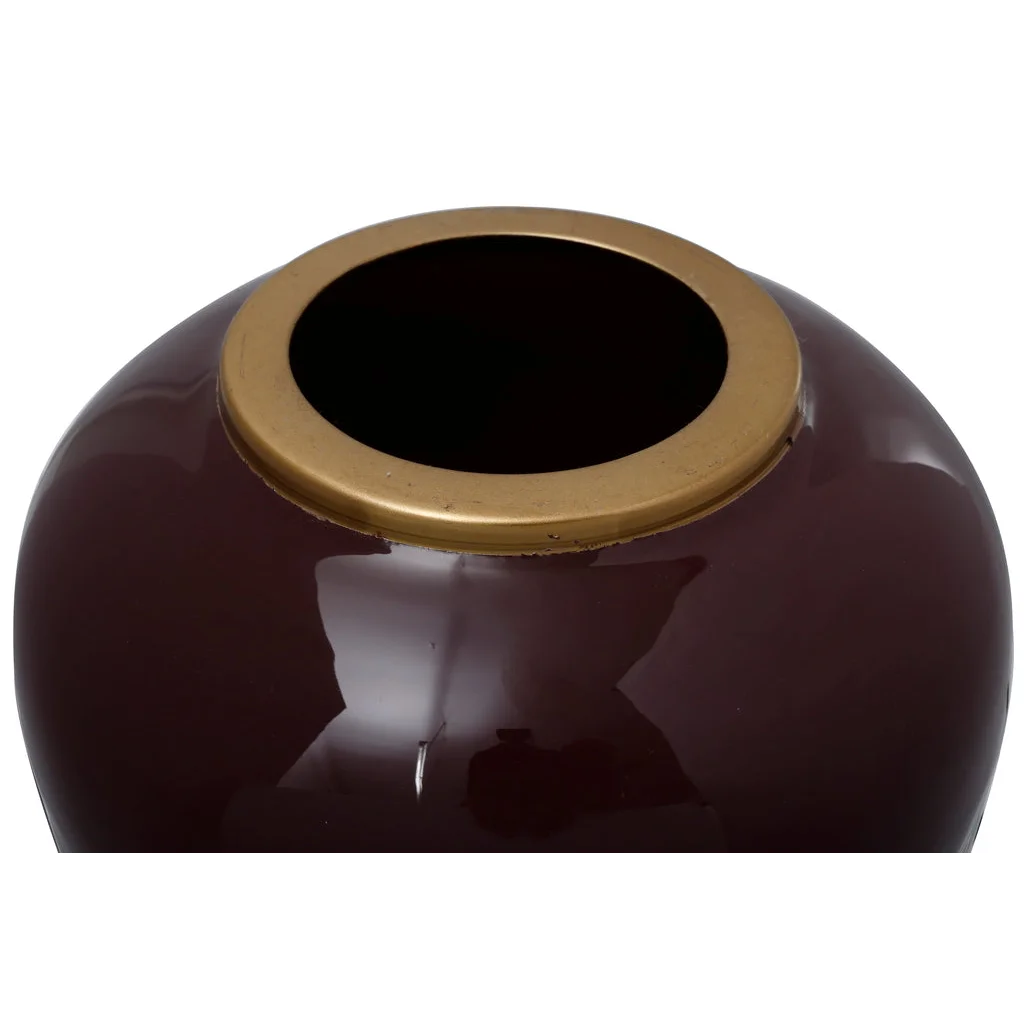 Vase Art Deco 250 Bordeaux Gold, vase brillant rouge bordeaux avec bord en or