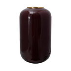 Vase Art Deco 250 Bordeaux Gold, vase cylindrique en céramique bordeaux foncé avec rim en or