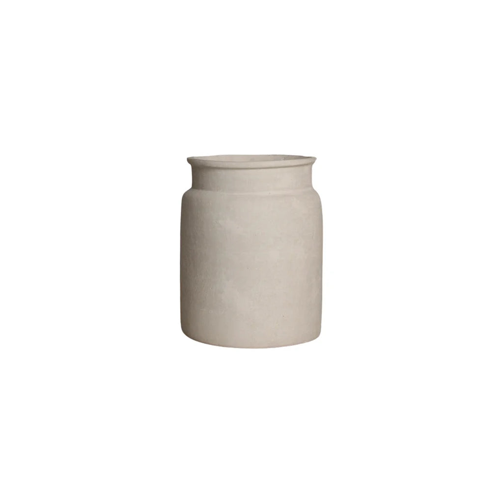 Vase décoratif en papier mâché texturé beige crème H35 cm mat
