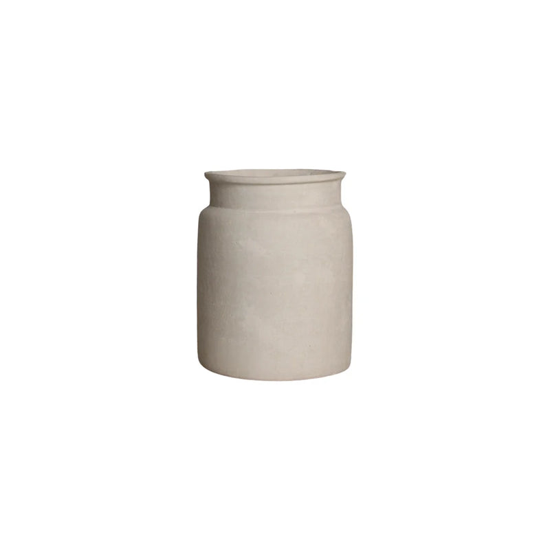 Vase décoratif en papier mâché texturé beige – H35 cm