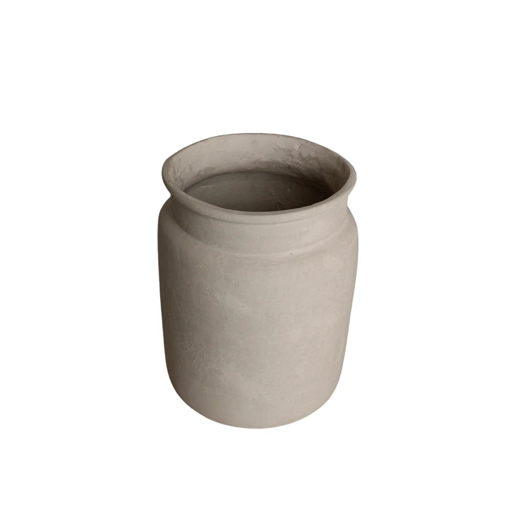 Vase décoratif en papier mâché texturé beige H35 cm, vue simple ocre clair